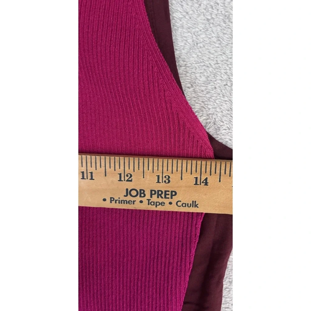 Express NWT Women L 2 Piece Lot Fushia Ribbed Knit Top Burgundy Bodysuit 0814
